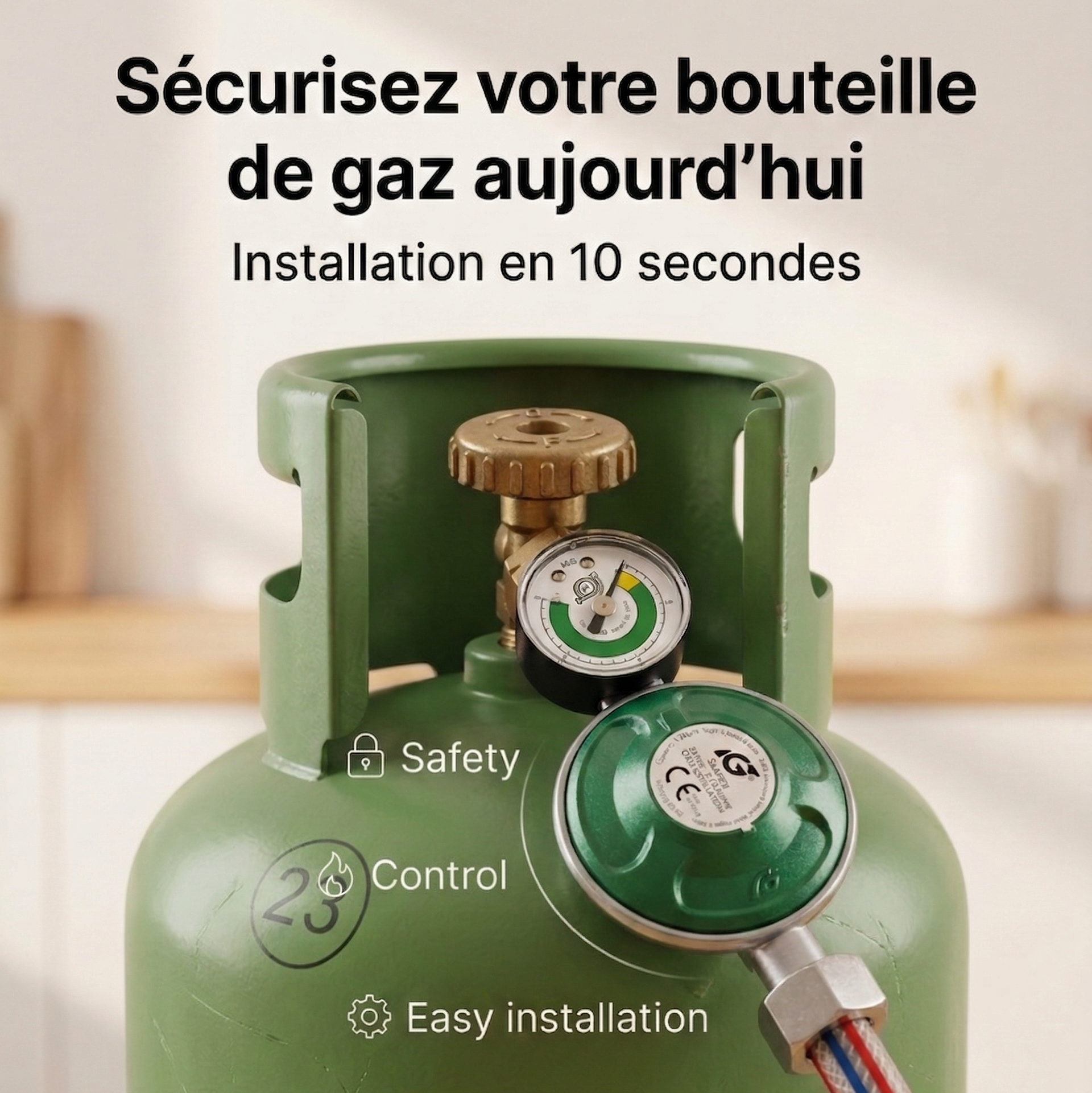 Détendeur de gaz anti-fuites avec indicateur de pression (SMARTGAZ IGT)